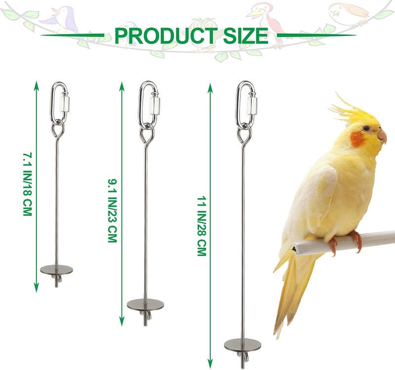 smrtcol 3 Pcs Bird Cage Food Holder Stainless Steel Parrot Fruit & Vegetable Skewer Hanging Foraging Toy for Parakeets, Budgies, Macaws - Image 2